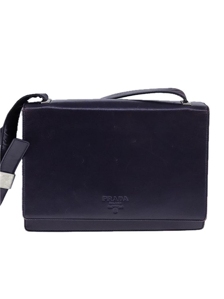 Prada 100% Leather Solid Purple Vitello Purple Leather Shoulder Bag One size - photo 1