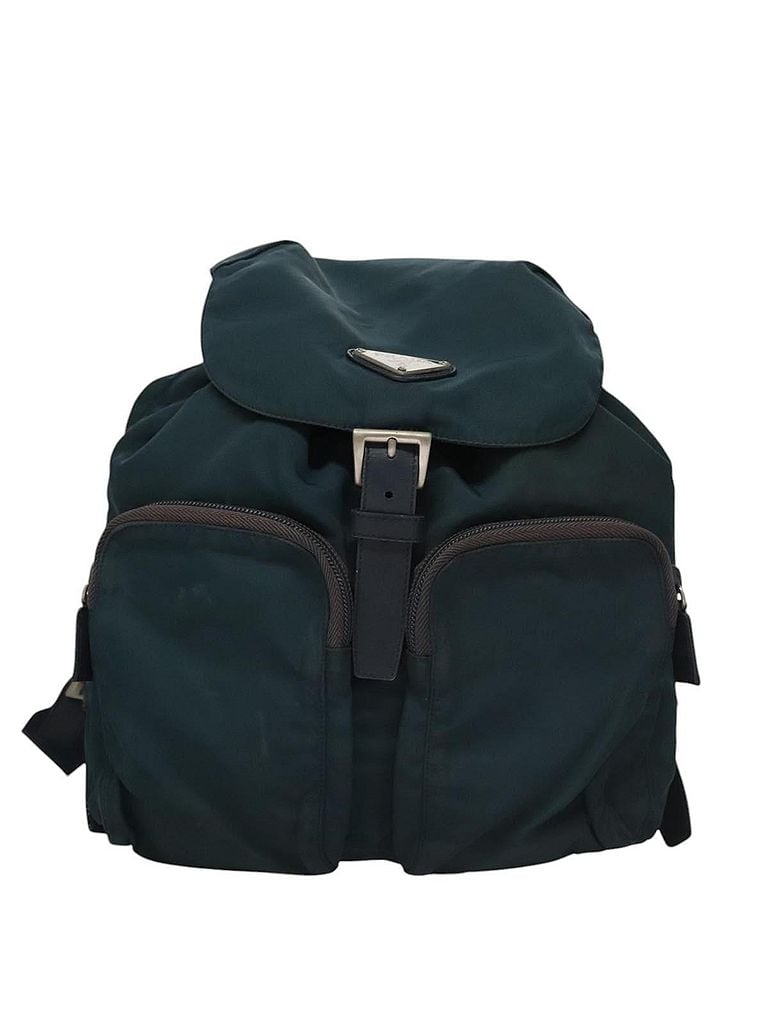 Prada 100% Synthetic Solid Tan Vela Khaki Synthetic Backpack Bag One size - photo 1