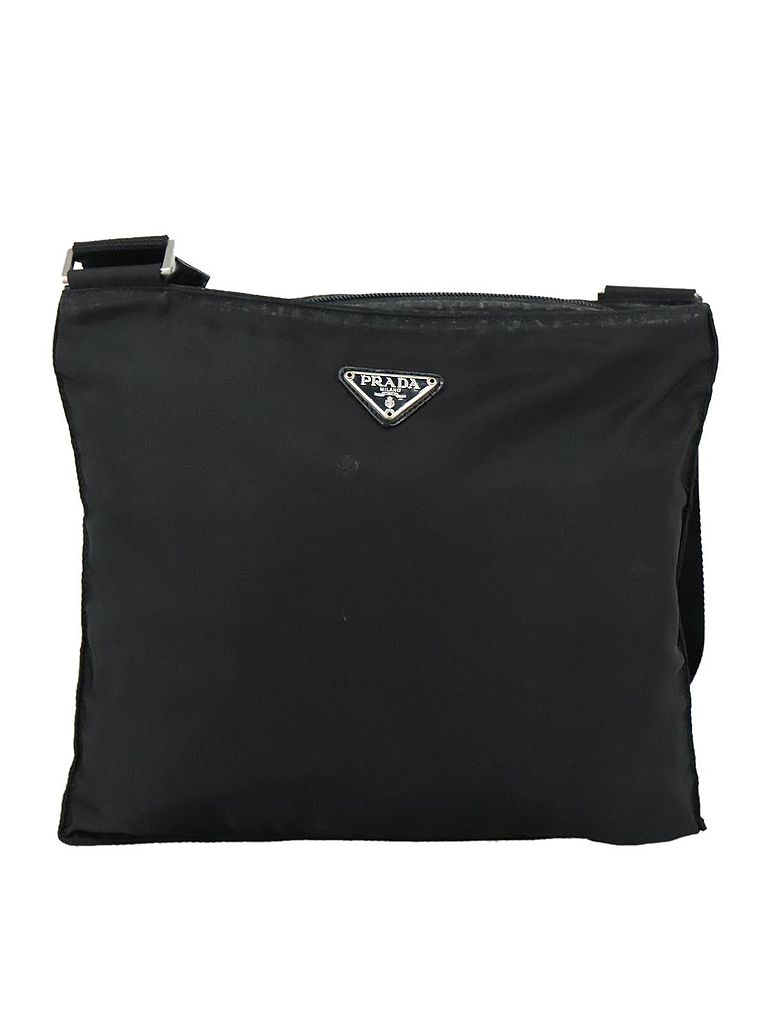 Prada 100% Synthetic Solid Black Tessuto Black Synthetic Shoulder Bag One size - photo 1