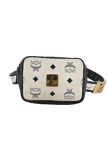 MCM Visetos White Canvas Shoulder Bag (view 1)