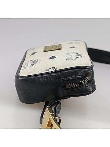 MCM Visetos White Canvas Shoulder Bag (view 2)