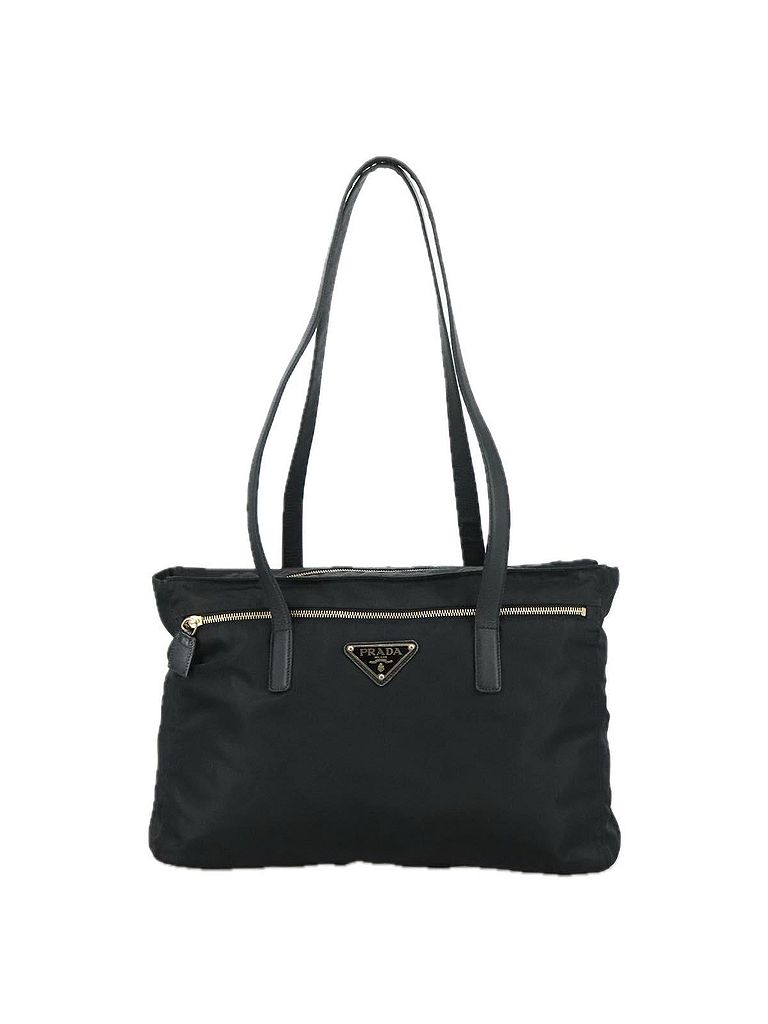 Prada 100% Synthetic Solid Black Tessuto Black Synthetic Tote Bag One size - photo 1