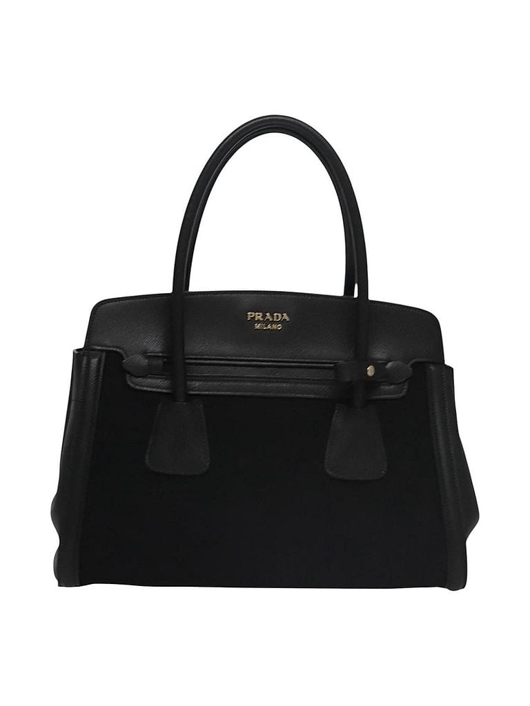 Prada 100% Leather Solid Black Canapa Black Leather Handbag One size - photo 1
