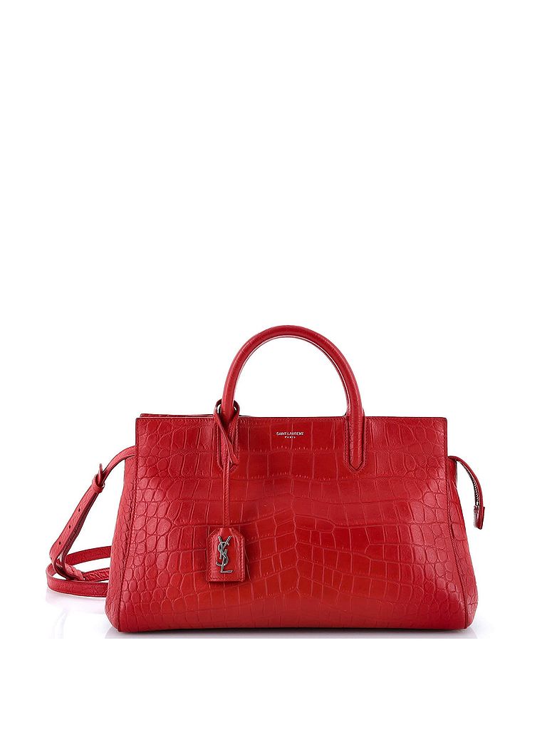 Saint Laurent 100% Leather Red Rive Gauche Cabas Crocodile Embossed Leather Small One size - photo 1