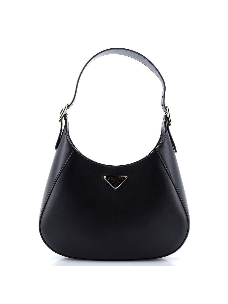 Prada 100% Leather Black Cleo Shoulder Bag Box Calf Medium One size - photo 1