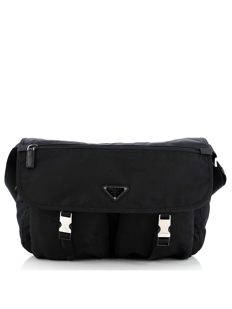 Prada 100% Fabric Black Zip Buckle Messenger Bag Tessuto Medium One size - photo 1