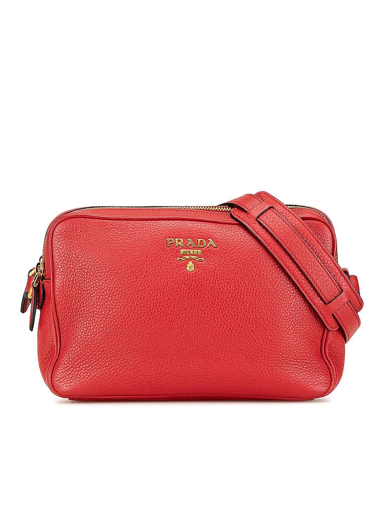 Prada 100% Leather Red Vitello Phenix Double Zip Camera Bag One size - photo 1