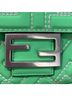 Fendi 100% Leather Green Zucca Embossed Stitched Leather Baguette Satchel One size - photo 7