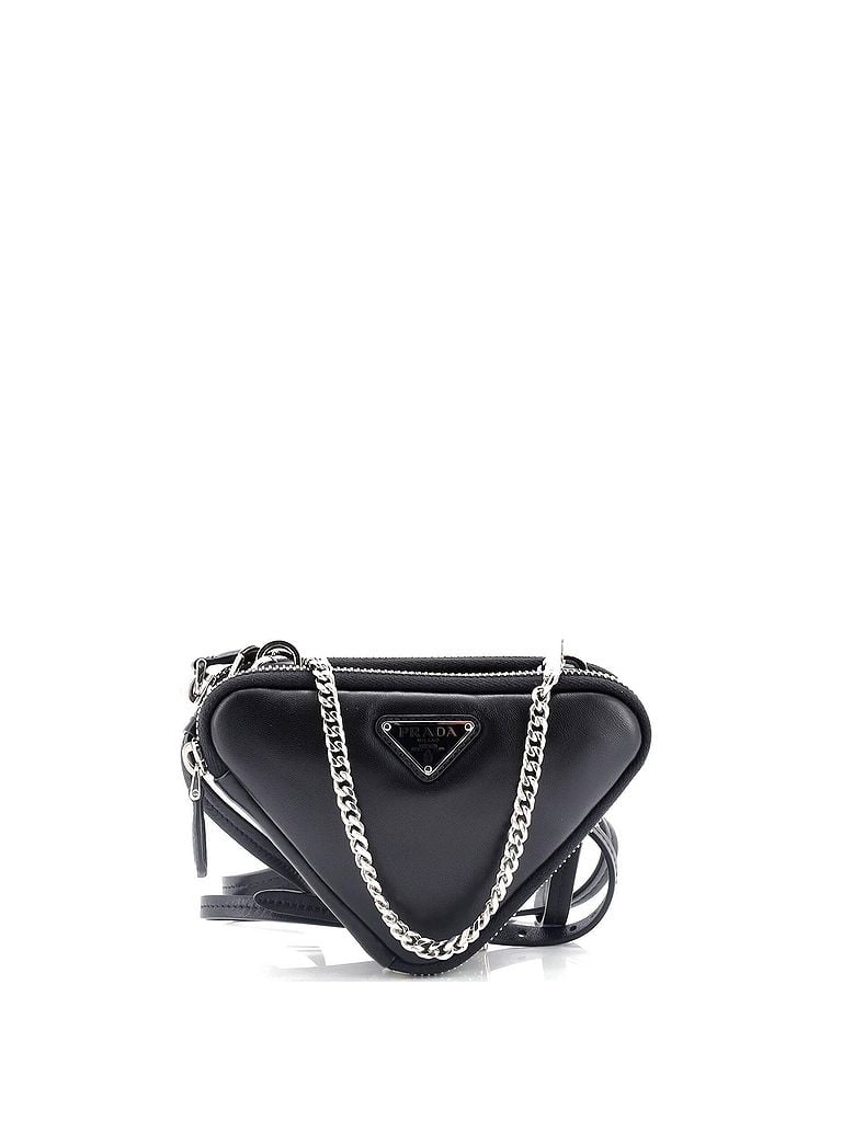 Prada 100% Leather Black Triangle Crossbody Pouch Nappa Leather Mini One size - photo 1