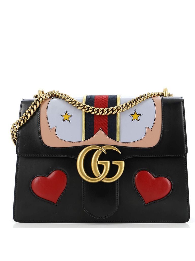 Gucci 100% Leather Black Web Heart GG Marmont Chain Shoulder Bag Leather Medium One size - photo 1