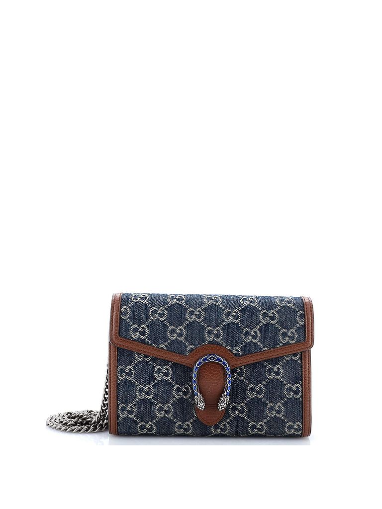 Gucci 100% Denim Blue Dionysus Chain Wallet GG Denim Small One size - photo 1