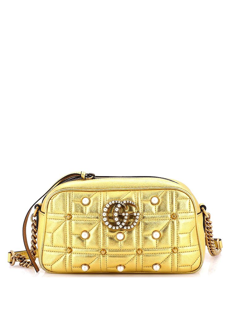 Gucci 100% Leather Pearly GG Marmont Shoulder Bag Embellished Matelasse Leather Small One size - photo 1