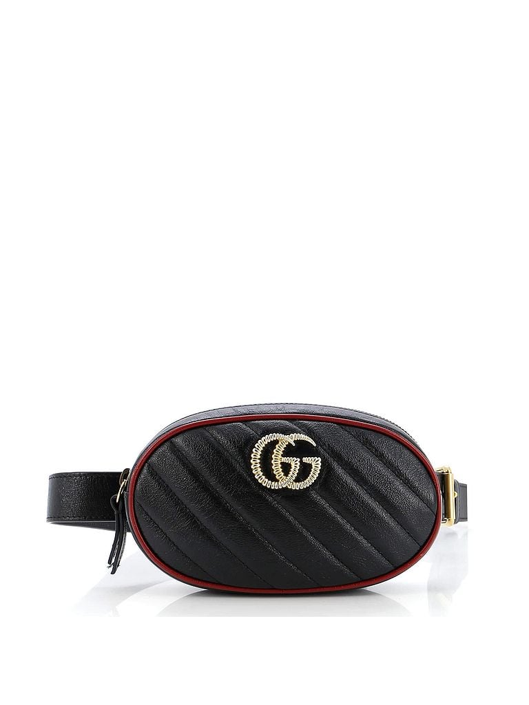 Gucci 100% Leather Black GG Marmont Belt Bag Diagonal Quilted Leather One size - photo 1