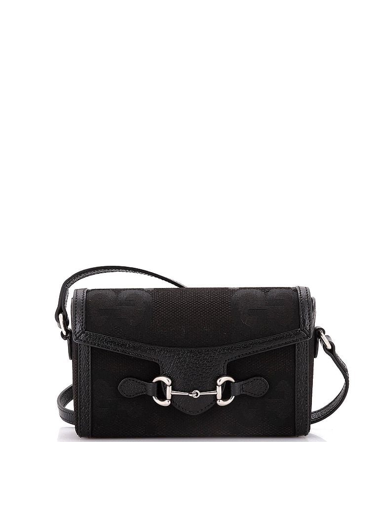 Gucci 100% Canvas Plain Black Horsebit 1955 Flap Crossbody Bag Jumbo GG Canvas Mini One size - photo 1