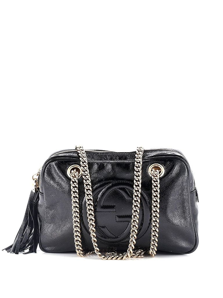 Gucci 100% Patent Leather Black Soho Chain Zip Shoulder Bag Patent Small One size - photo 1