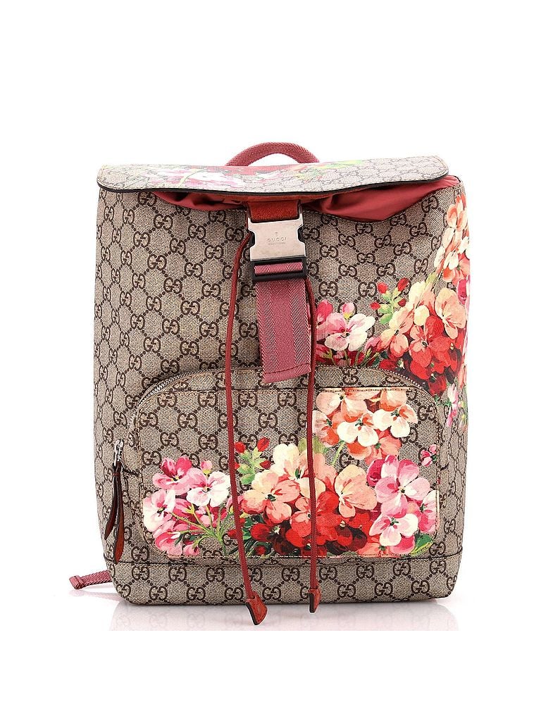 Gucci 100% Coatead Canvas Brown Multi Color Buckle Backpack Blooms Print GG Coated Canvas Medium One size - photo 1