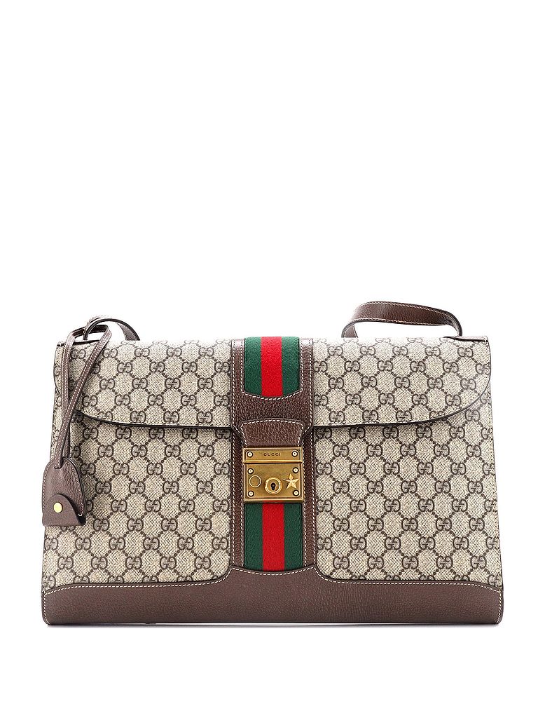 Gucci 100% Coatead Canvas Brown Padlock Web Messenger Bag GG Coated Canvas Large One size - photo 1