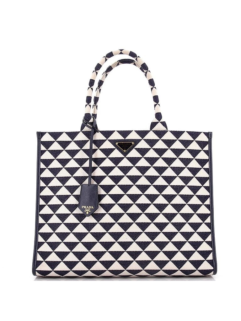 Prada 100% Cotton Blue Symbole Shopper Tote Jacquard Large One size - photo 1