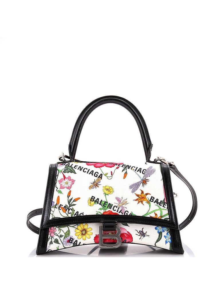 Gucci Multi Color Black x Balenciaga The Hacker Project Hourglass Top Handle Bag Flora Canvas Small One size - photo 1