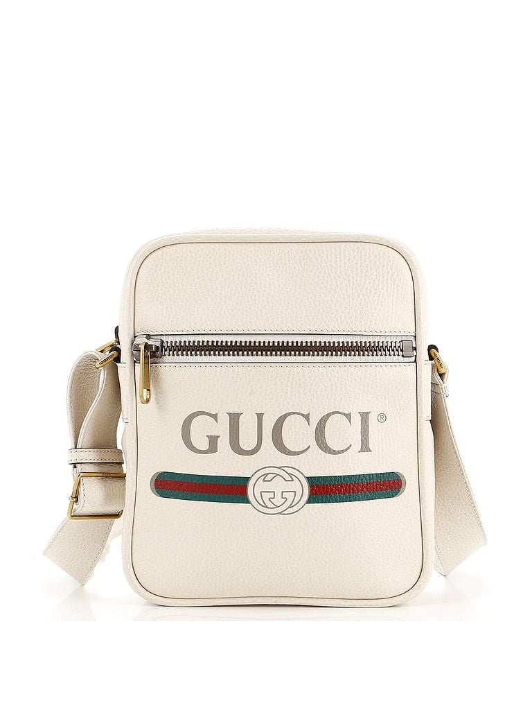 Gucci 100% Leather Tan Logo Zip Messenger Bag Printed Leather Small One size - photo 1