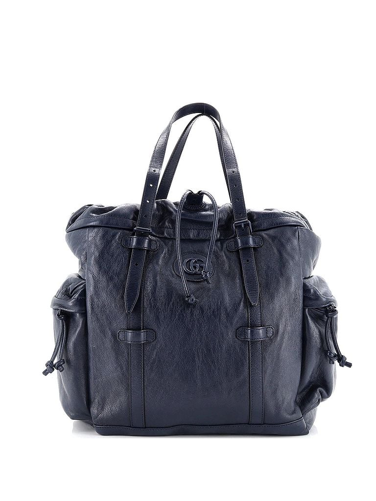 Gucci 100% Leather Blue Double G Drawstring Tote Leather One size - photo 1