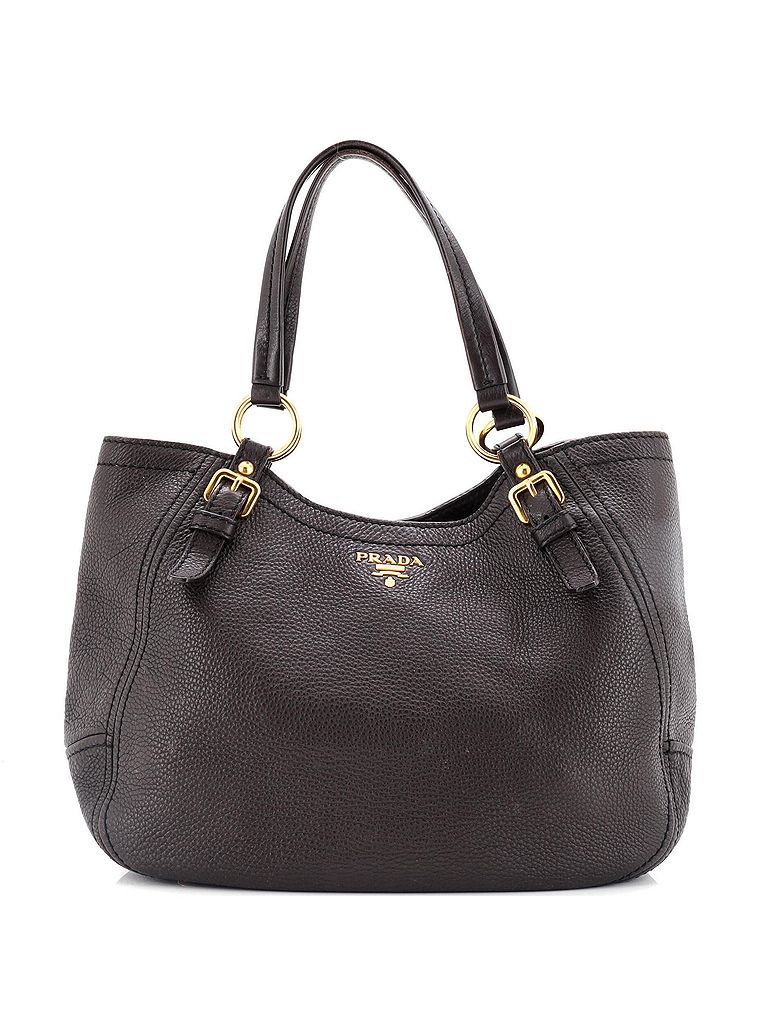 Prada 100% Leather Brown Belted Tote Soft Calf Large One size - photo 1