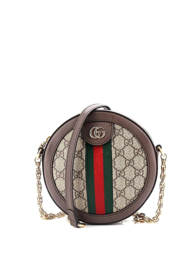 Gucci 100% Coatead Canvas Brown Ophidia Round Shoulder Bag GG Coated Canvas Mini One size - photo 1
