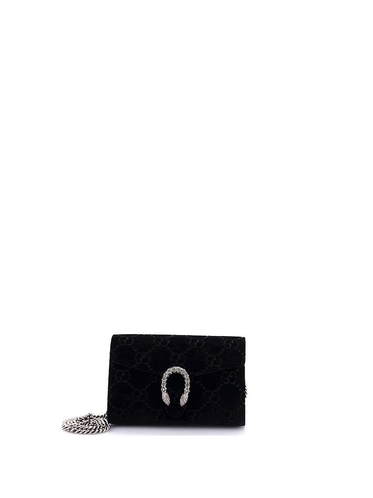 Gucci 100% Velvet Black Dionysus Chain Wallet GG Velvet Small One size - photo 1