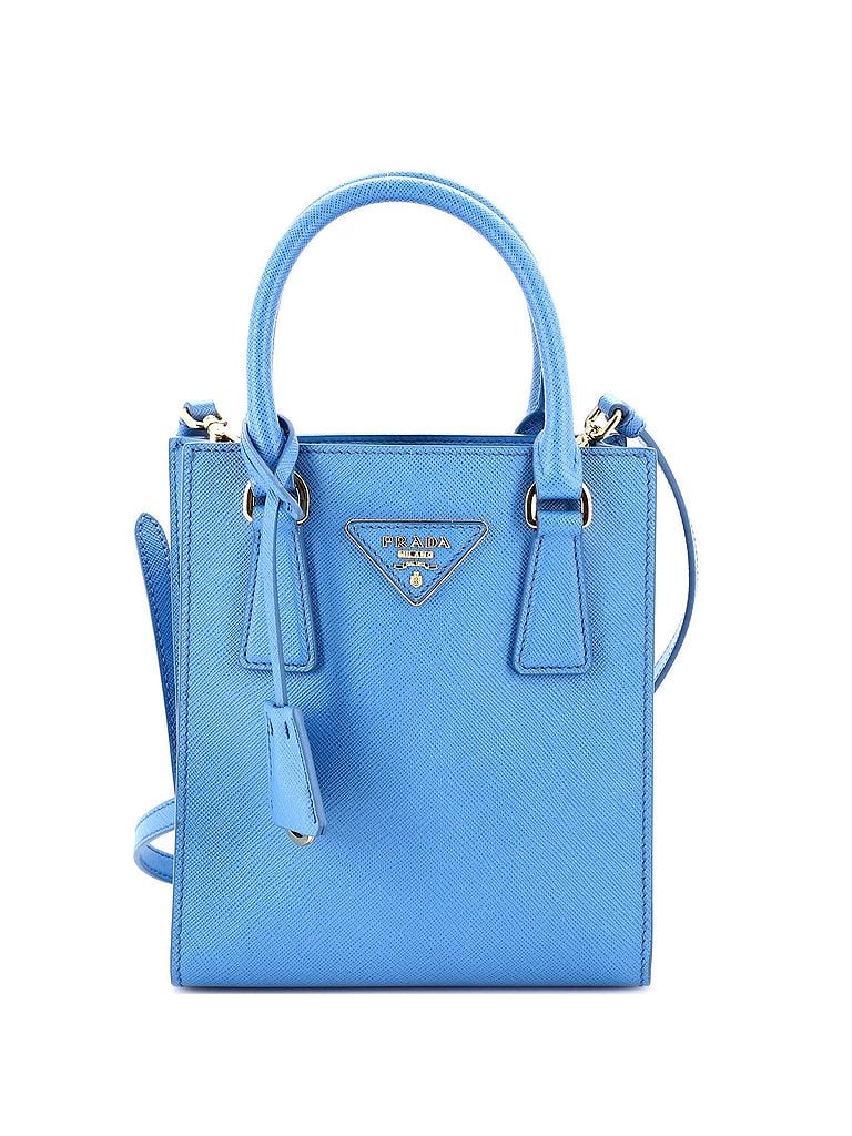 Prada 100% Leather Blue Lux Convertible Shopper Tote Saffiano Leather Mini One size - photo 1