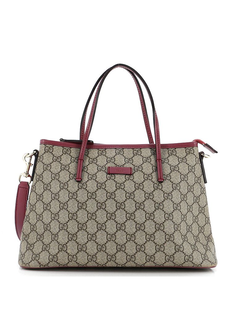 Gucci 100% Coatead Canvas Pink Brown Convertible Zip Tote GG Coated Canvas with Leather Medium One size - photo 1