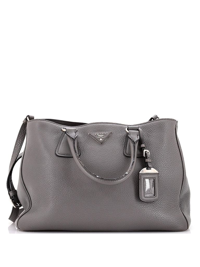 Prada 100% Leather Gray Convertible Shopping Tote Vitello Daino Medium One size - photo 1
