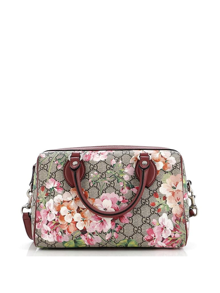 Gucci 100% Coatead Canvas Brown Pink Convertible Boston Bag Blooms Print GG Coated Canvas Small One size - photo 1