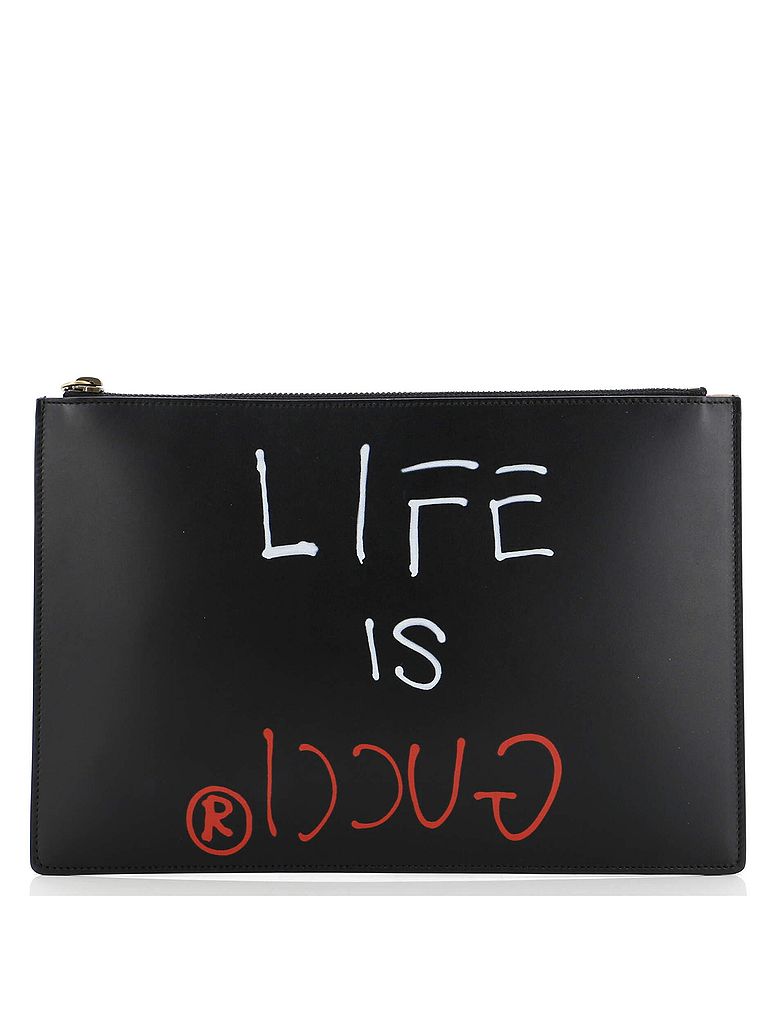 Gucci 100% Leather Black Zipped Pouch GucciGhost Leather Medium One size - photo 1