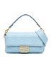 Fendi 100% Leather Blue Zucca Embossed Leather Baguette Satchel One size - photo 1