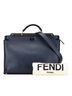 Fendi 100% Leather Blue Large Zucca Embossed Leather Peekaboo Iconic Essential Satchel One size - photo 10