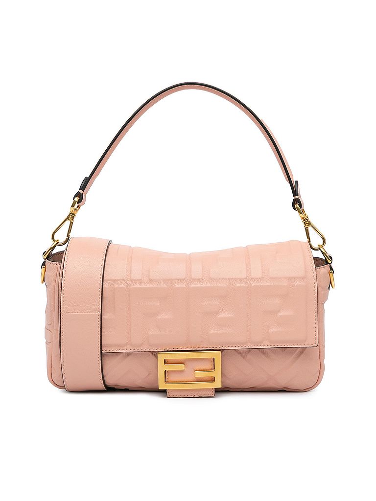 Fendi 100% Leather Pink Zucca Embossed Leather Baguette Satchel One size - photo 1