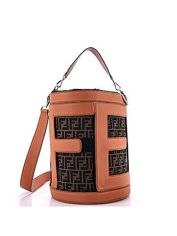 Fendi Step Out Bucket Bag Leather and Zucca Canvas Large (view 1)