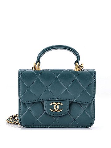 Chanel Top Handle Flap Coin Purse with Chain Quilted Lambskin (view 1)