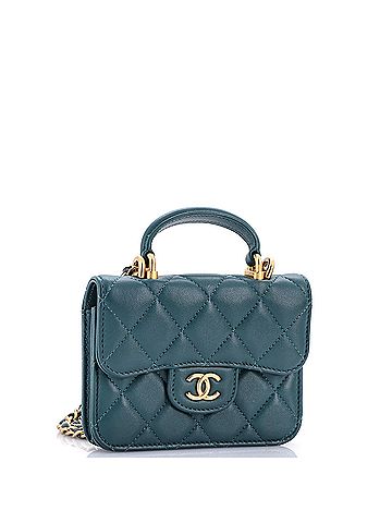 Chanel Top Handle Flap Coin Purse with Chain Quilted Lambskin (view 2)