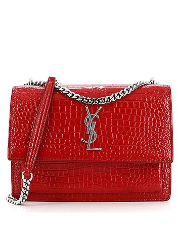 Saint Laurent Sunset Crossbody Bag Crocodile Embossed Leather Medium (view 1)
