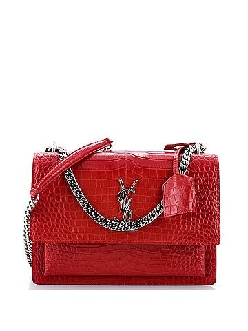 Saint Laurent Sunset Crossbody Bag Crocodile Embossed Leather Medium (view 1)