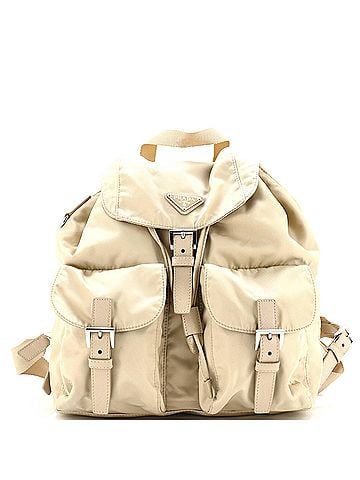 Prada Double Front Pocket Backpack Re-Nylon with Leather Medium (view 1)
