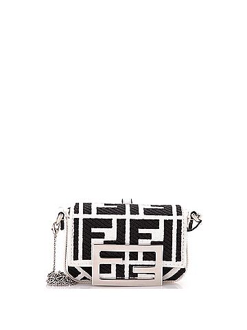 Fendi Chain Baguette Charm Bag Zucca Embroidered Canvas Nano (view 1)