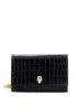 Alexander McQueen 100% Leather Black Skull Chain Crossbody Bag Crocodile Embossed Leather Mini One size - photo 1