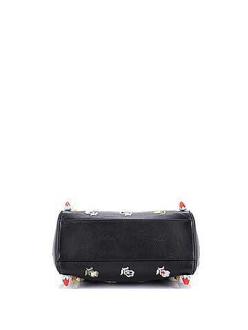 Fendi Peekaboo Bag Embroidered Leather with Floral Applique Mini (view 2)