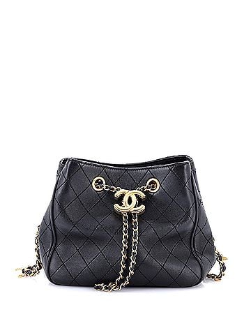 Chanel Egyptian Amulet Drawstring Bucket Bag Stitched Calfskin Small (view 1)