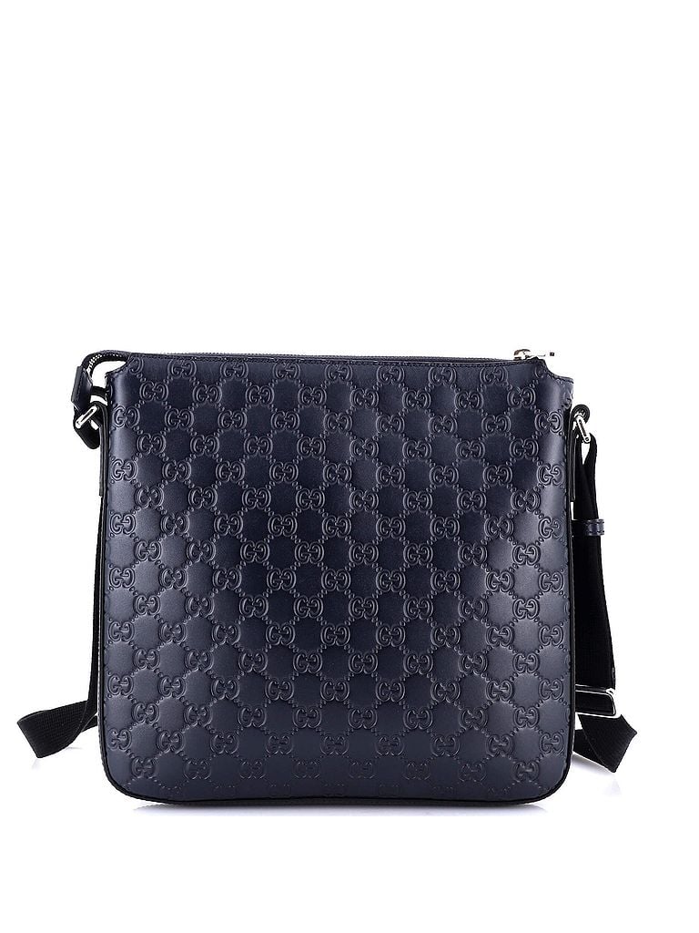 Gucci 100% Leather Blue Signature Zip Messenger Bag Guccissima Leather Medium One size - photo 1