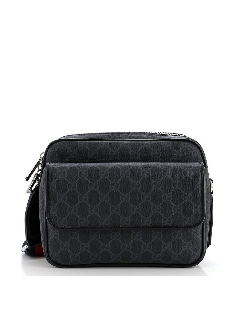 Gucci 100% Coatead Canvas Black Web Strap Front Pocket Crossbody Messenger GG Coated Canvas Small One size - photo 1
