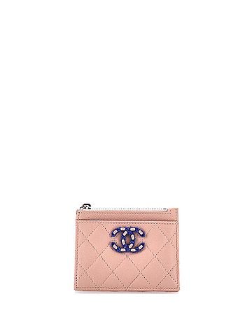 Chanel Bicolor CC Zip Around Card Holder Quilt Caviar (view 1)