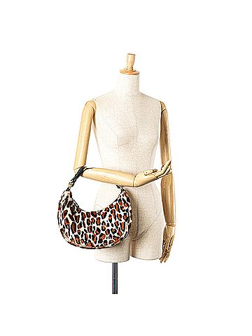 Fendi Small Leopard Print Pony Hair Fendigraphy Hobo (view 2)